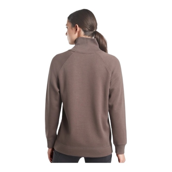 Athleta Cozy Karma Side Zip Cowl Neck Sweatshirt Pullover w/ Pockets - Mocha - Picture 3 of 11
